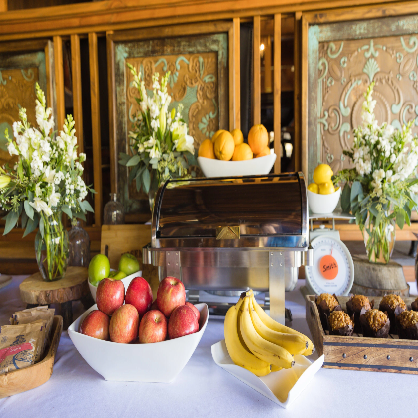 Rise and Shine morning coffee on veranda overlooking Sierra Nevada foothills at Sierra Sky Ranch with complimentary breakfast near Yosemite