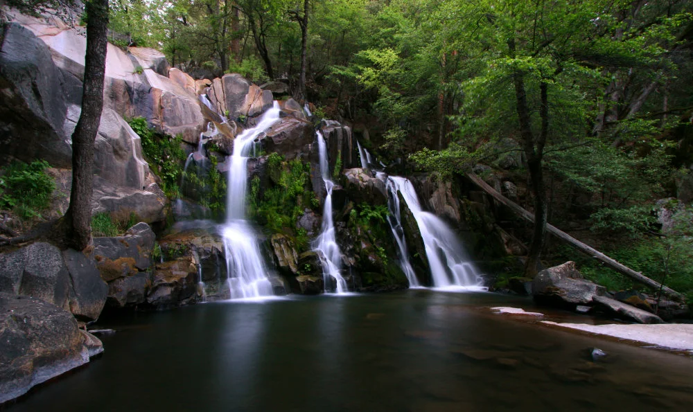 Corlieu Falls tiered waterfall on the Lewis Creek Trail near Oakhurst, CA