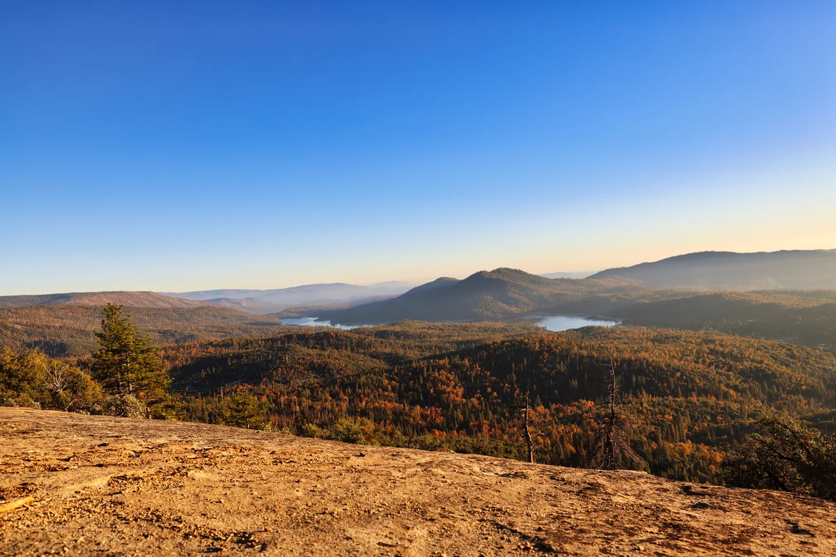 Bass Lake and Sierra National Forest view from an off-road trail near Oakhurst, CA